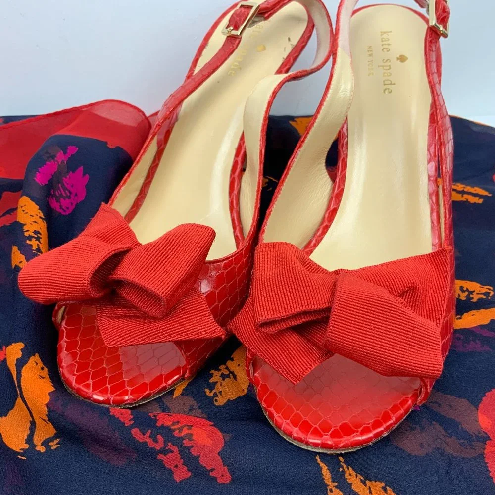 Kate Spade New York Scarlet Red Slingback Heels Pumps Italy Sz 9